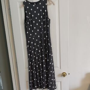 Lauren Ralph Lauren gray And white polka dots sleeveless  mid length dress